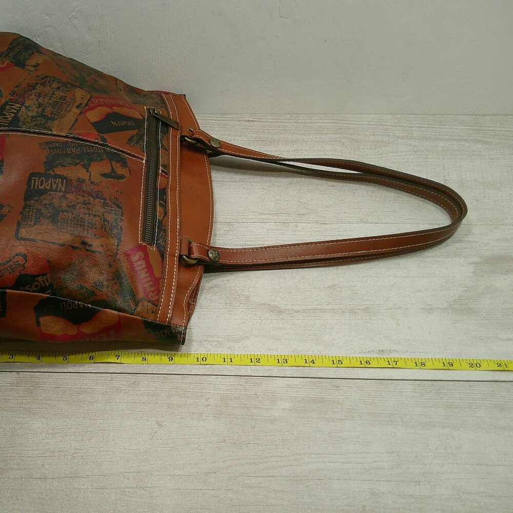 Patricia Nash Poppy Leather Tote Bag Sienna Sunset Vintage Italy Print Purse - Picture 8 of 12